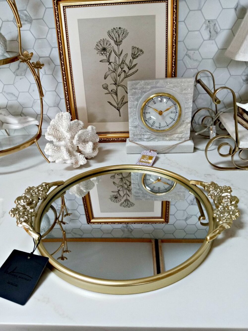 NEW! EXQUISITE ROSES MIRRORED VANITY CENTERPIECE TRAY